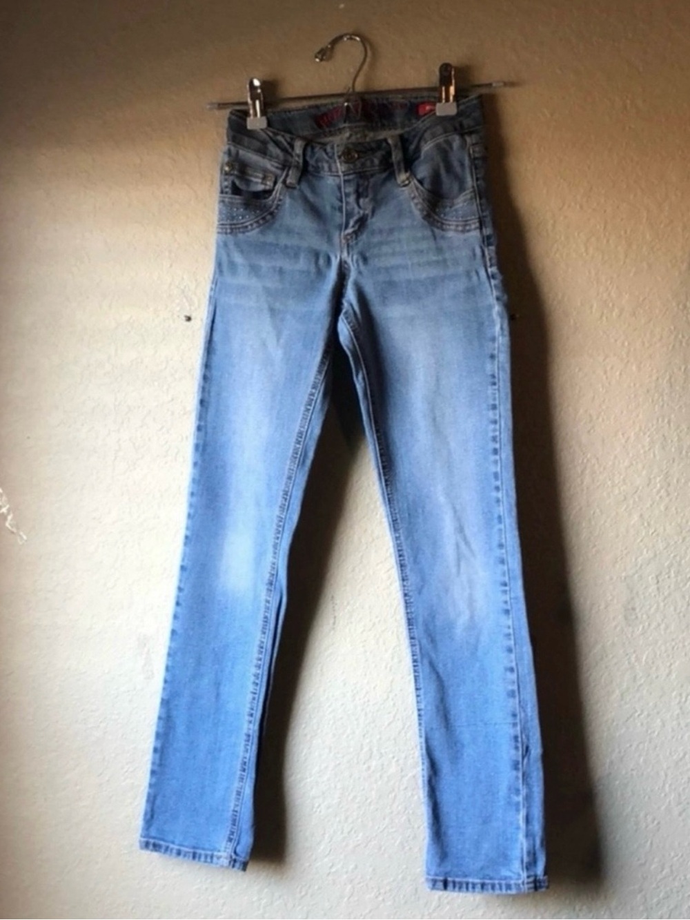 Arizona Jeans Girls Y2K Casual Butterfly Straight Leg Denim Blue Jeans Girls 10